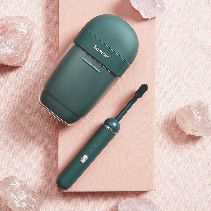 Sandsberg | Tragbare Elektrische Zahnbürste mit UV-Desinfektions-Reiseetui & 4 Modi, für Zuhause & Reisen