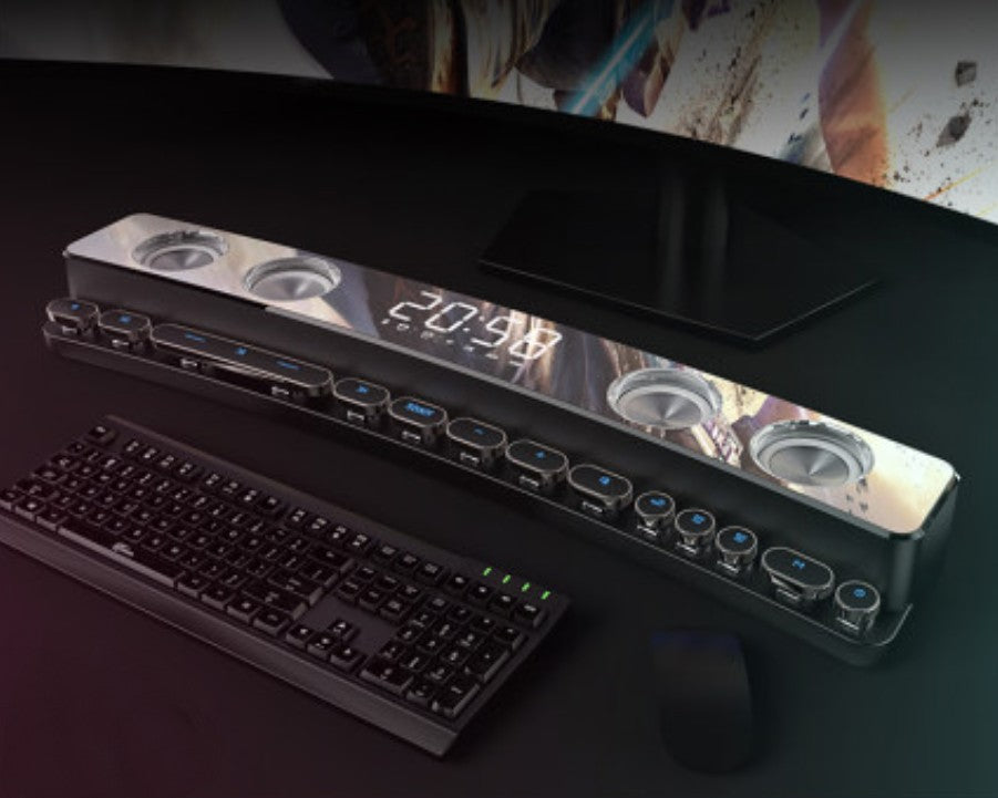 Sandsberg | Bluetooth-Gaming-Lautsprecher, mit RGB-Beleuchtung, Bluetooth 5.0, Dual-Diaphragma, Dual-Lautsprecher, mechanische Tasten, Uhr & Wecker