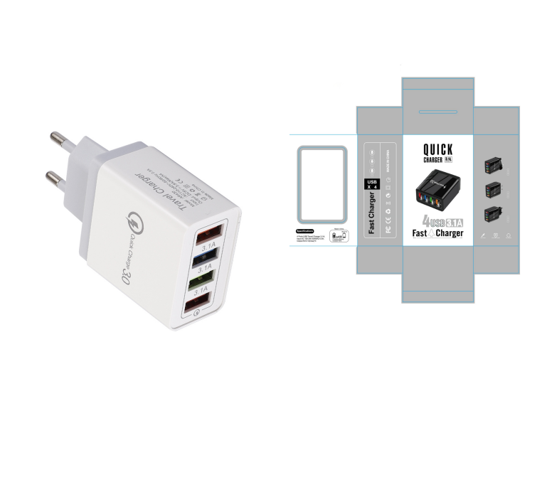 USB-Ladegerät Quick Charge 3.0 4 Telefonadapter für Tablet Tragbares mobiles Wandladegerät Schnellladegerät