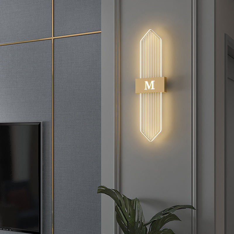Moderne Luxus Eisen Acrylic Elliptische Streifen Spitz LED Wandleuchte für das Wohnzimmer