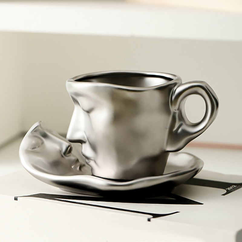 Metall berühren Gesicht kreative Keramik Kuss Kaffeetasse