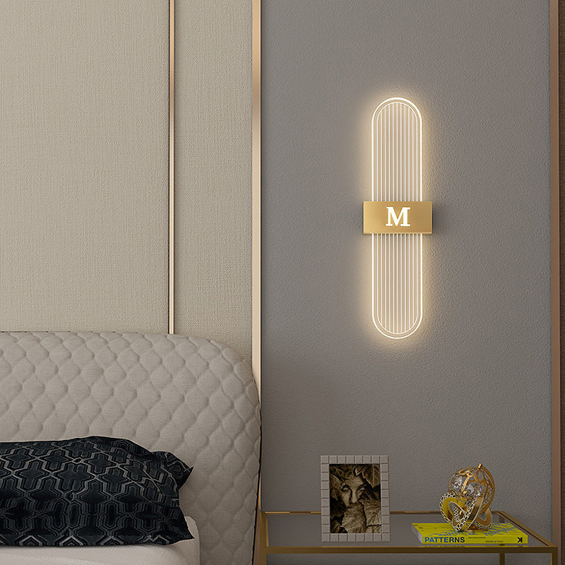 Moderne Luxus Eisen Acrylic Elliptische Streifen Spitz LED Wandleuchte für das Wohnzimmer