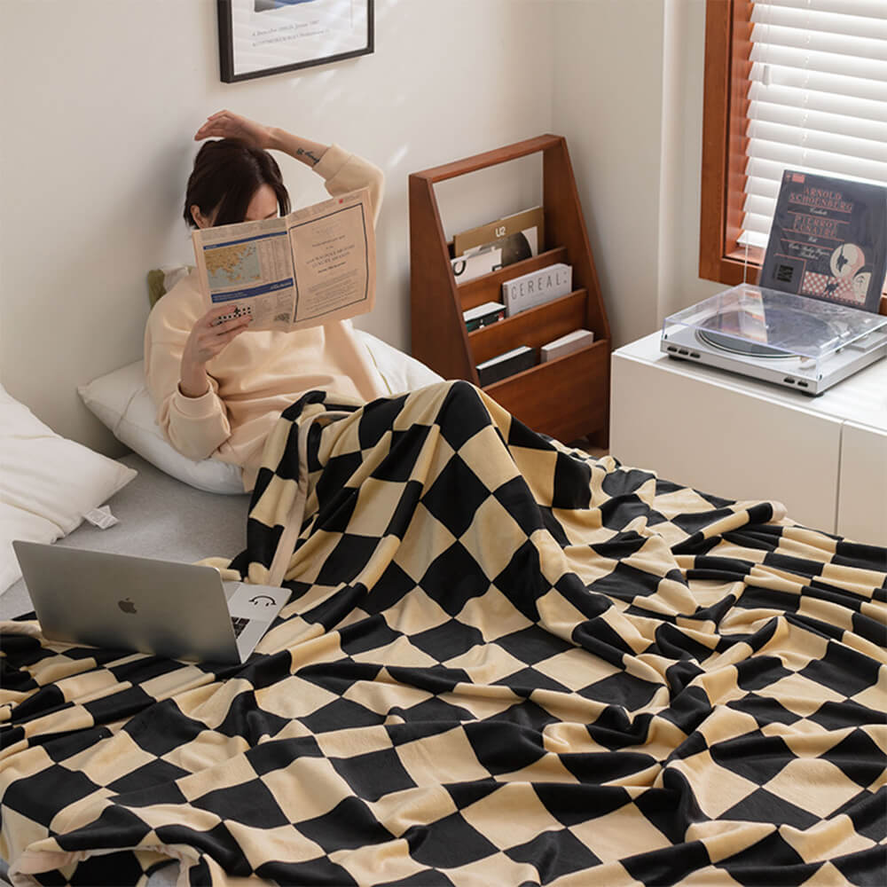 Kontrastierendes Schachbrett-Multipurpose-Flanell-Decke