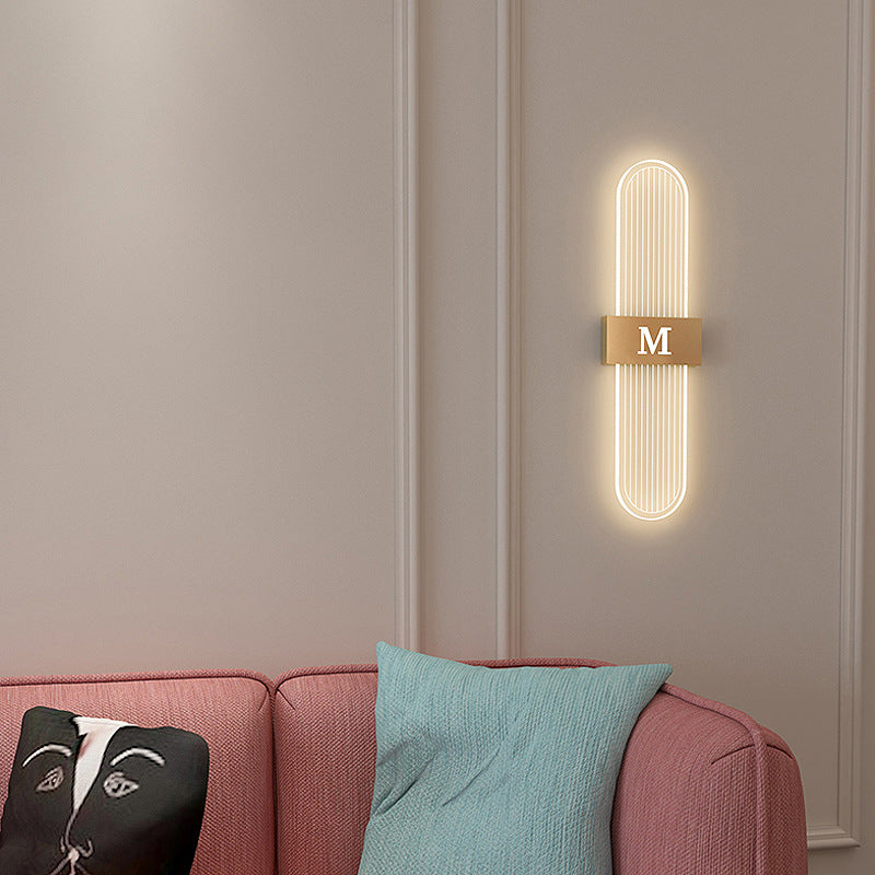 Moderne Luxus Eisen Acrylic Elliptische Streifen Spitz LED Wandleuchte für das Wohnzimmer