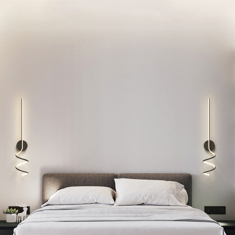 Moderne Minimalistische Spiral Aluminium Eisen LED Wandleuchte Für Schlafzimmer