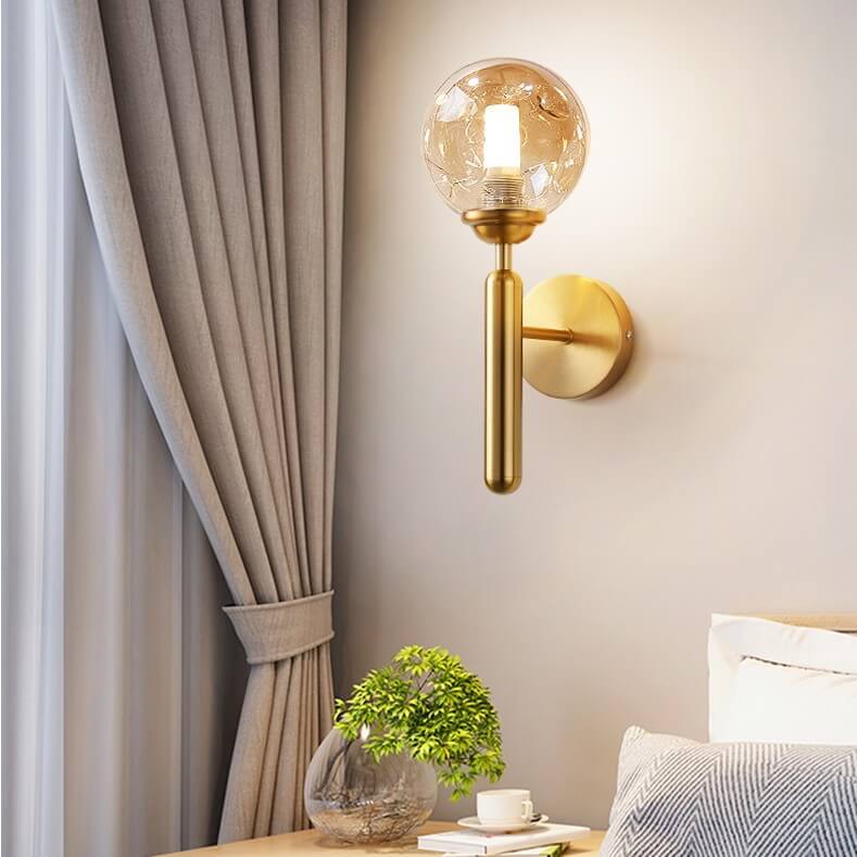 Modern einfache leichte Luxus Glas Kugel 1-Licht Wand Leuchte Lampe