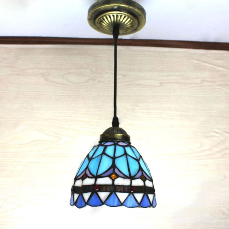 Traditionelle Tiffany-Konische Eisen-Glas-Stahl-Tiffany-Hängeleuchte für das Wohnzimmer