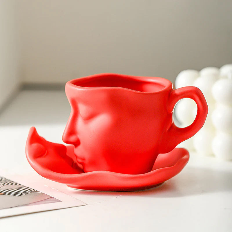 Metall berühren Gesicht kreative Keramik Kuss Kaffeetasse