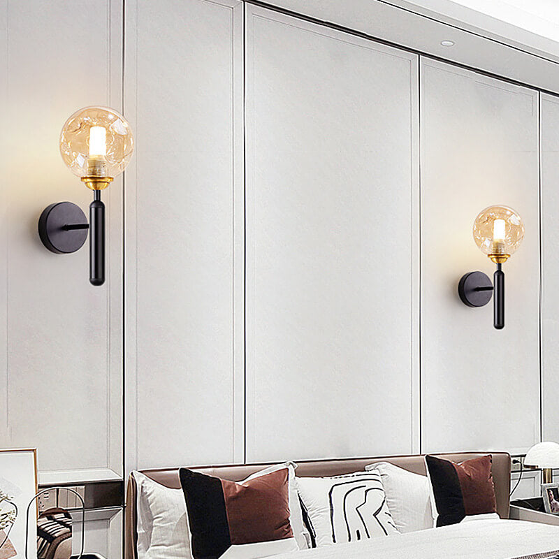 Modern einfache leichte Luxus Glas Kugel 1-Licht Wand Leuchte Lampe