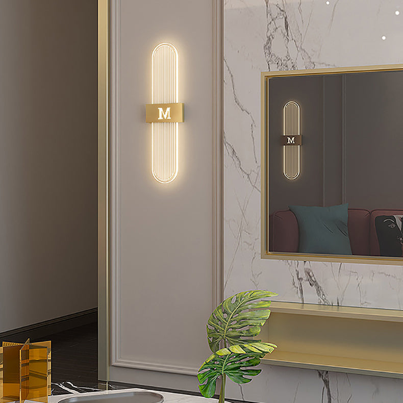 Moderne Luxus Eisen Acrylic Elliptische Streifen Spitz LED Wandleuchte für das Wohnzimmer