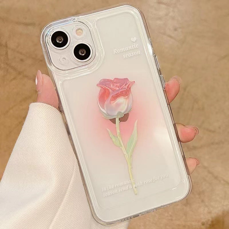 Sandsberg | Mode Tulpenrose Blume Floral Weich Shockproof Kompatibel mit Hülle für iPhone