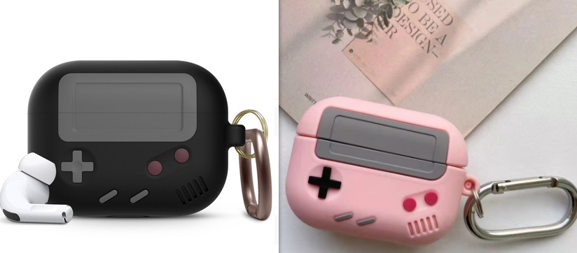 Kompatibel mit Apple, Silikon-Schutzhülle für Airpods-Hülle, kompatibel mit Airpods Pro-Hülle, Hülle im klassischen Game-Player-Design mit Schlüsselanhänger
