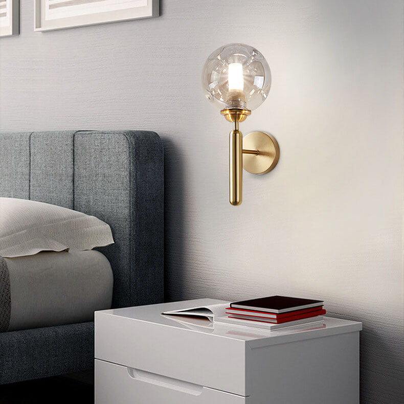 Modern einfache leichte Luxus Glas Kugel 1-Licht Wand Leuchte Lampe
