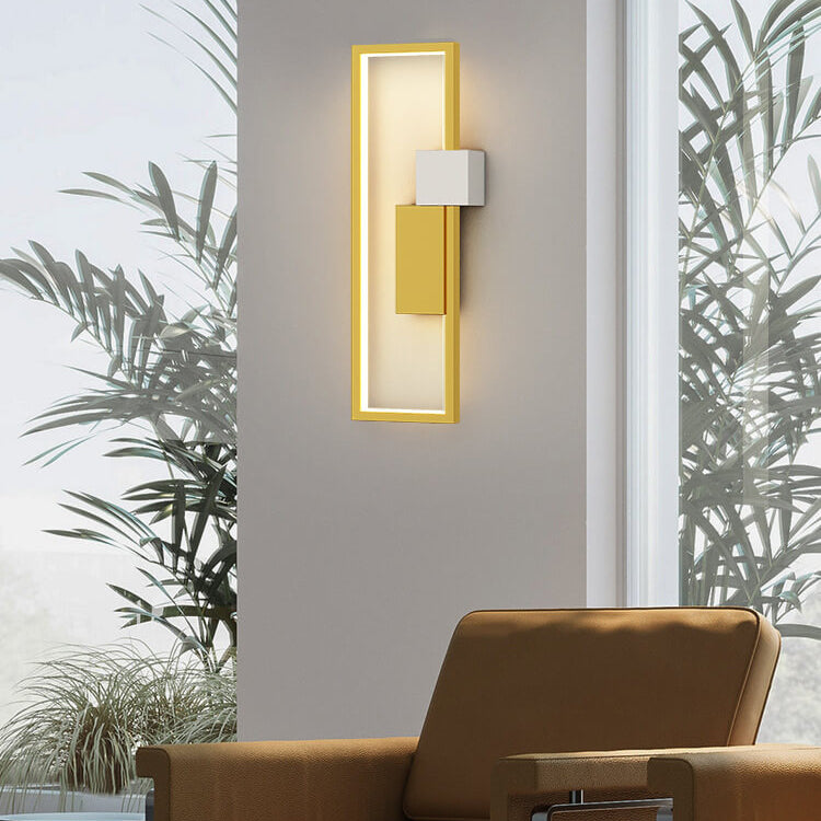 Minimalistische kreative quadratische Rahmen Eisen Silikon LED Wandleuchte