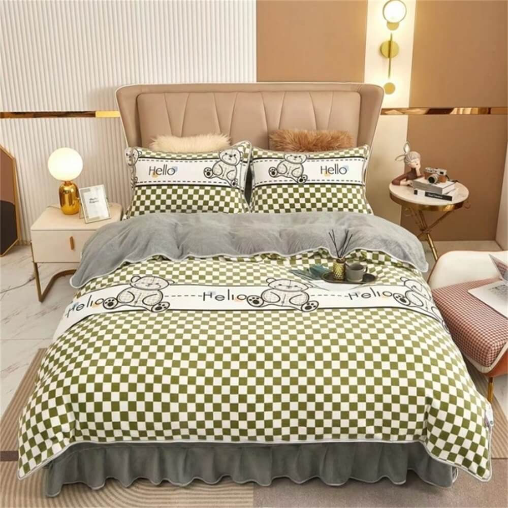 Leicht Luxus Verdickte Milch Fleece Warm Bettlaken Set