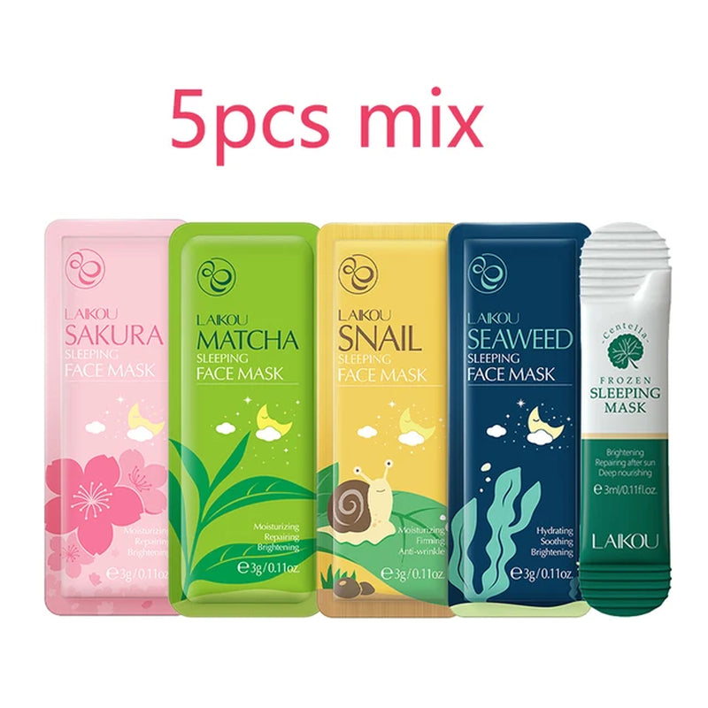 LAIKOU Sakura Algen Centella Schnecken Kollagen Schlafmaske Einzelverpackung Nährend Hautpflege Hautbarriere Gesichtsmaske