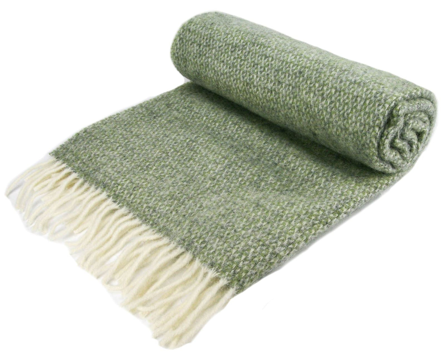 Illusion Pure New Wool Throw - Salbeigrün/Grau