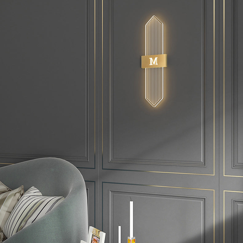 Moderne Luxus Eisen Acrylic Elliptische Streifen Spitz LED Wandleuchte für das Wohnzimmer