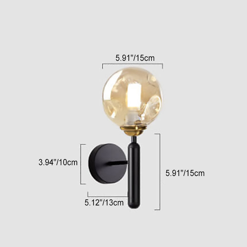 Modern einfache leichte Luxus Glas Kugel 1-Licht Wand Leuchte Lampe