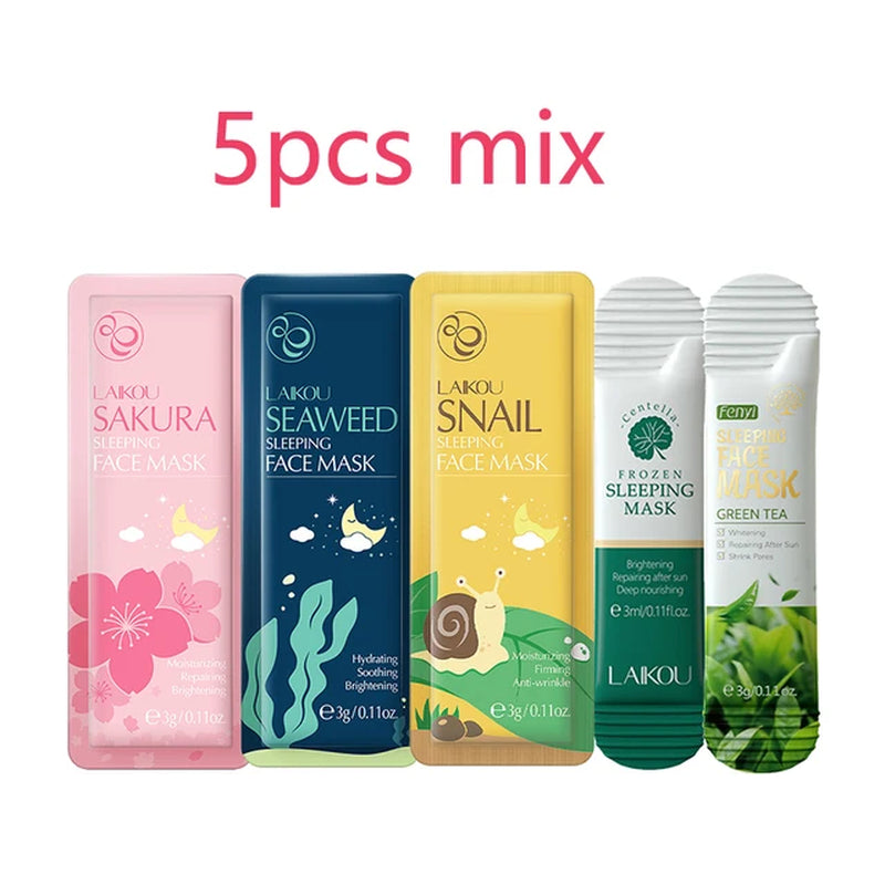LAIKOU Sakura Algen Centella Schnecken Kollagen Schlafmaske Einzelverpackung Nährend Hautpflege Hautbarriere Gesichtsmaske