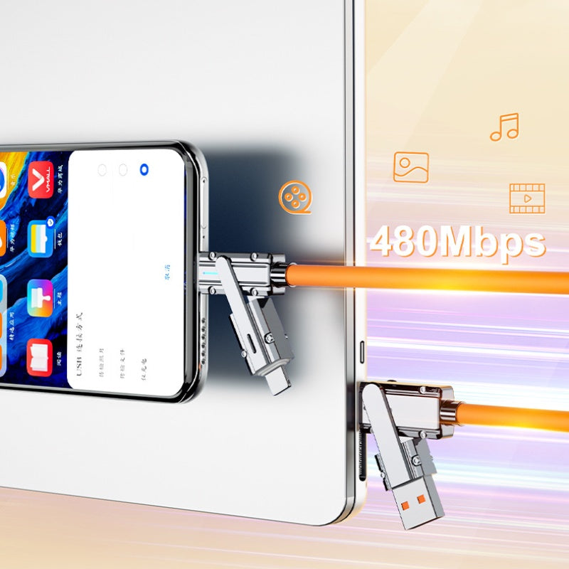 100-W-Multiport-Ladekabel – Lightning, Typ C, USB A | Schnelles Laden und Datensynchronisierung