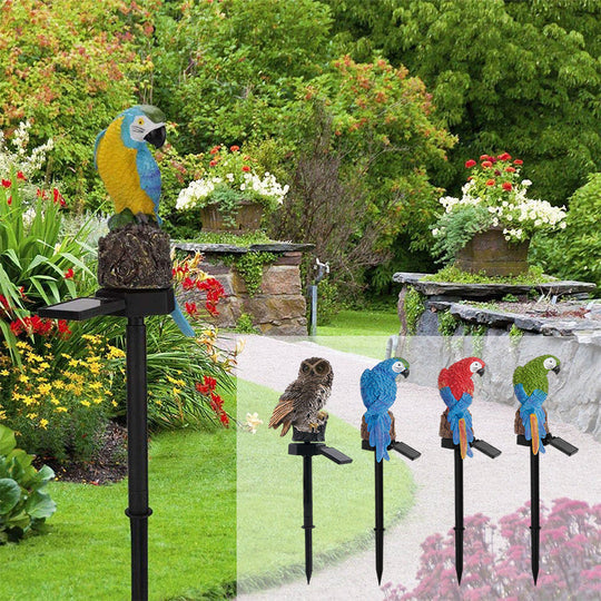 Sandsberg | Garten-Eule-Papagei-Statue LED Solarlicht Außen wasserdicht Rasenlampe