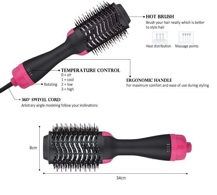 Haartrocknerbürste 2 In 1 Haarglätter