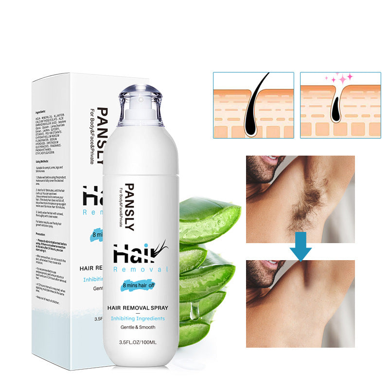 PANSLY Haarentfernung, 100 ml, sanftes Spray, Körperpflegecreme für Achseln und Beine