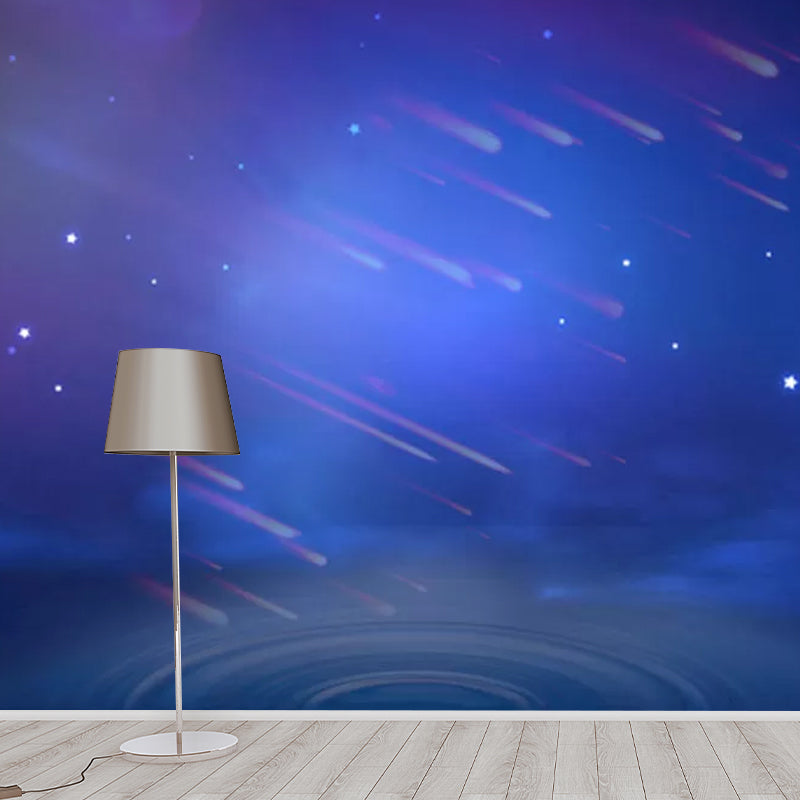 Ganzes Foto Meteorenschauer Wandmalerei Tapete für Akzentwand in Lila und Blau, Anpassbare Größe verfügbar