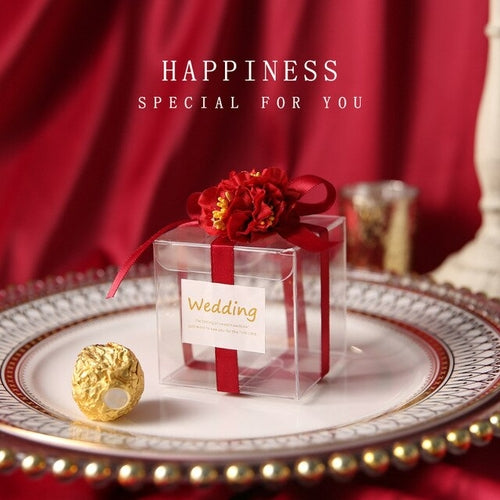 10 Teile/satz Hochzeit Geschenk Box 7x7cm Quadratische Transparente PVC Candy Box