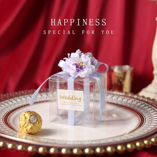 10 Teile/satz Hochzeit Geschenk Box 7x7cm Quadratische Transparente PVC Candy Box