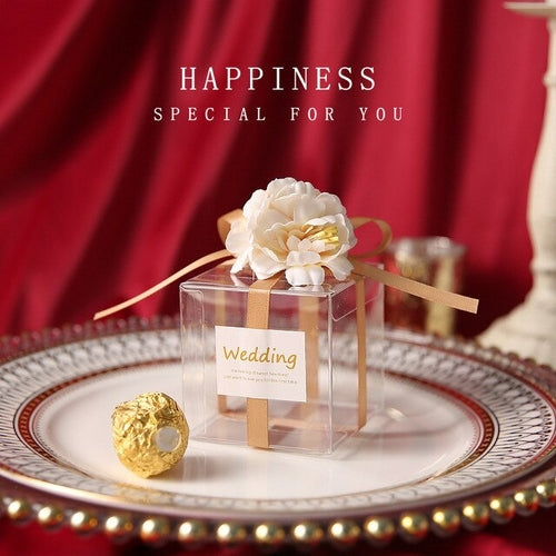 10 Teile/satz Hochzeit Geschenk Box 7x7cm Quadratische Transparente PVC Candy Box