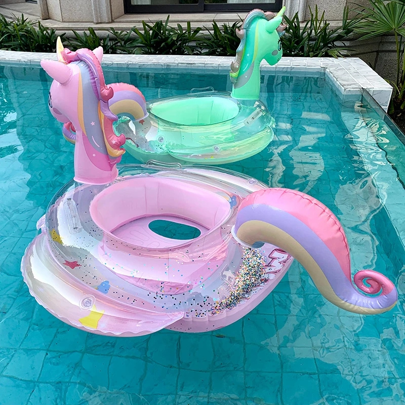 Aufblasbarer Schwimmring mit glitzerndem Einhorn – stabile Doppelgriffe – langlebiges, umweltfreundliches PVC – Wanduhr