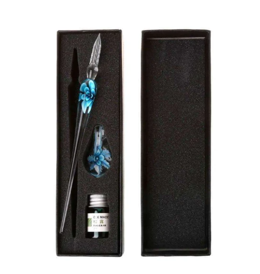 Glas Kalligraphie Stift Set mit Tinte und Stifthalter