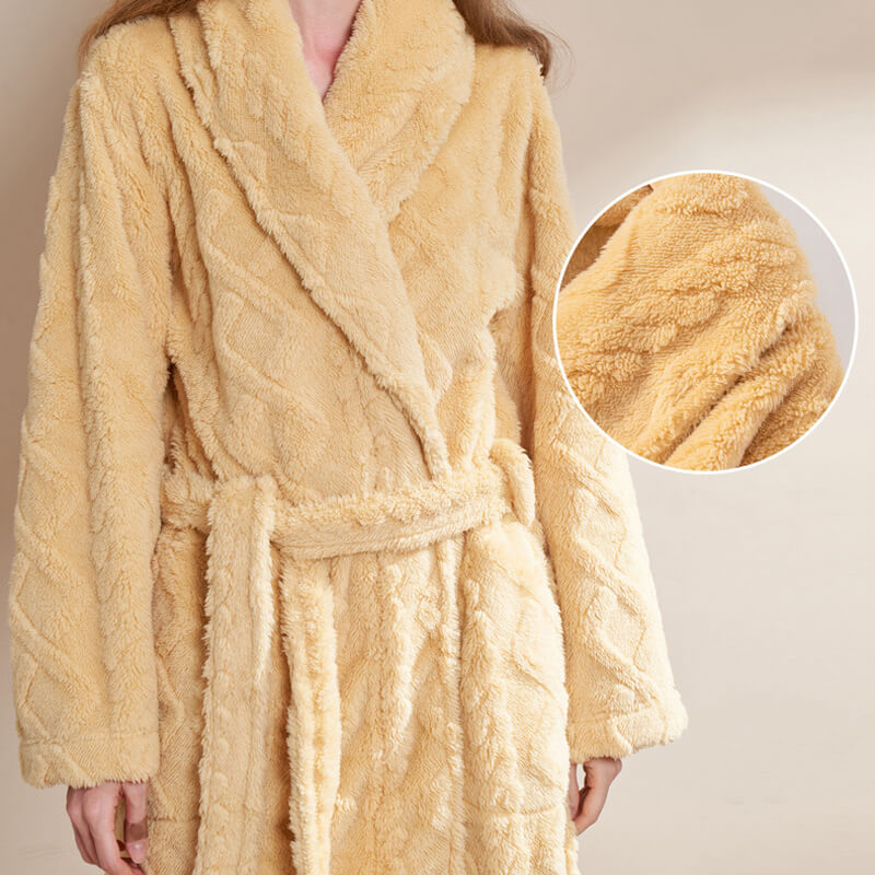 Luxuriöser Damenfleece-Bademantel mit Taschen