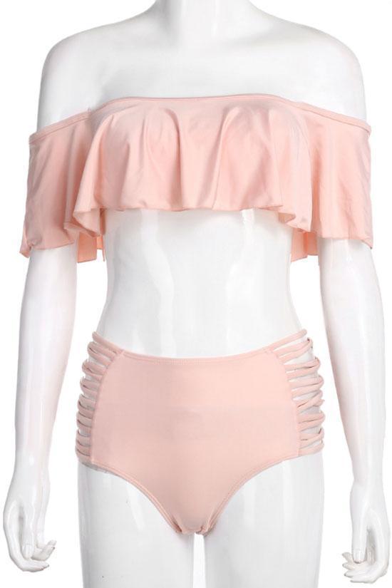 Rüsche Off Shoulder Bandeau Badekleid .bi