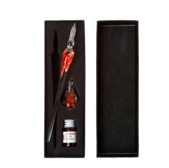 Glas Kalligraphie Stift Set mit Tinte und Stifthalter