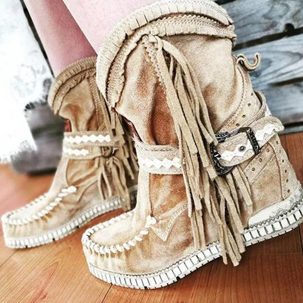 Neue Damen Quasten Faux Suede Winterstiefel