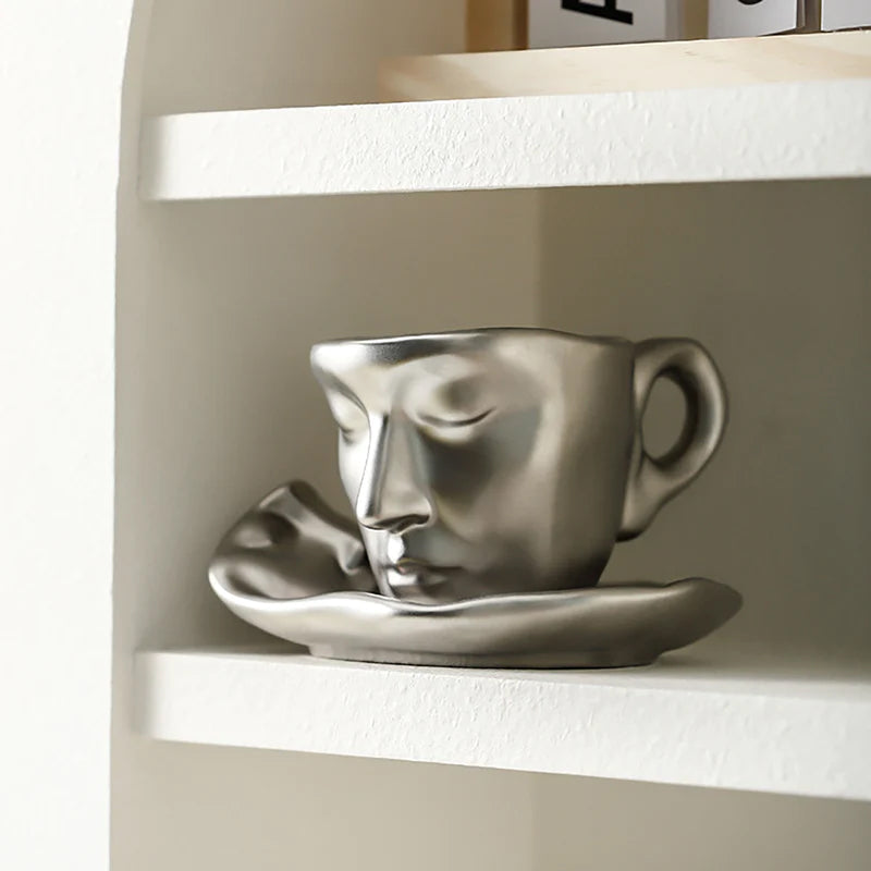 Metall berühren Gesicht kreative Keramik Kuss Kaffeetasse