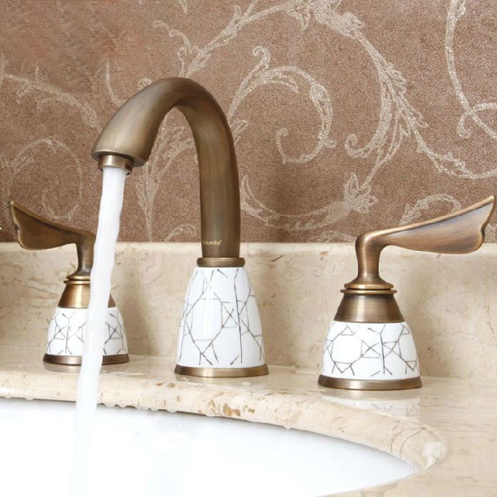 Sandsberg | Deck Mounted Roman Tub Faucet Niedriger Bogen Bronze Romantische Badewannenarmatur Set