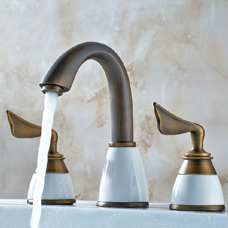 Sandsberg | Deck Mounted Roman Tub Faucet Niedriger Bogen Bronze Romantische Badewannenarmatur Set