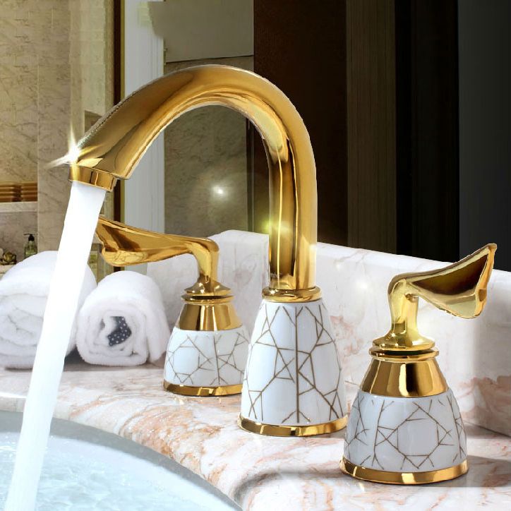 Sandsberg | Deck Mounted Roman Tub Faucet Niedriger Bogen Bronze Romantische Badewannenarmatur Set