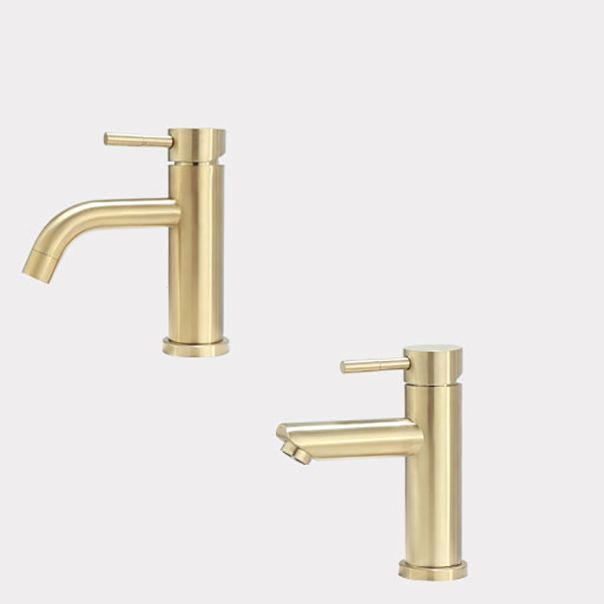 Sandsberg | Deck Mounted Roman Tub Faucet Low Arc Tub Faucet Set in Gold