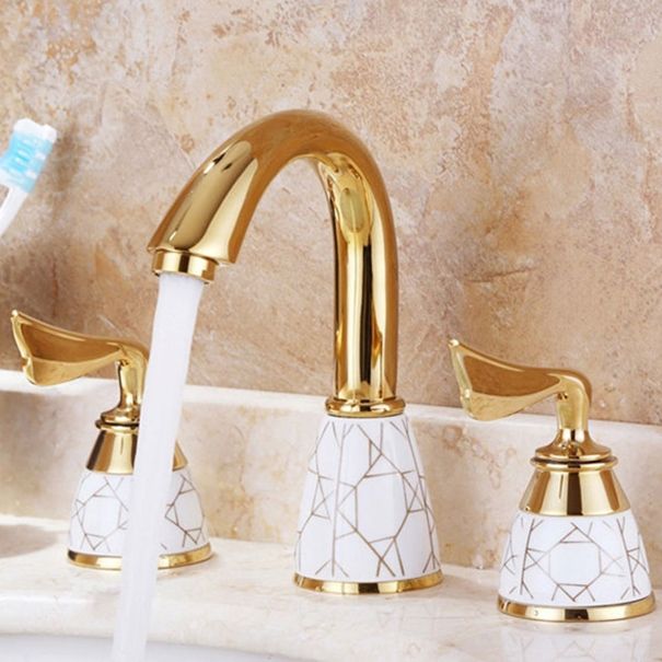 Sandsberg | Deck Mounted Roman Tub Faucet Niedriger Bogen Bronze Romantische Badewannenarmatur Set