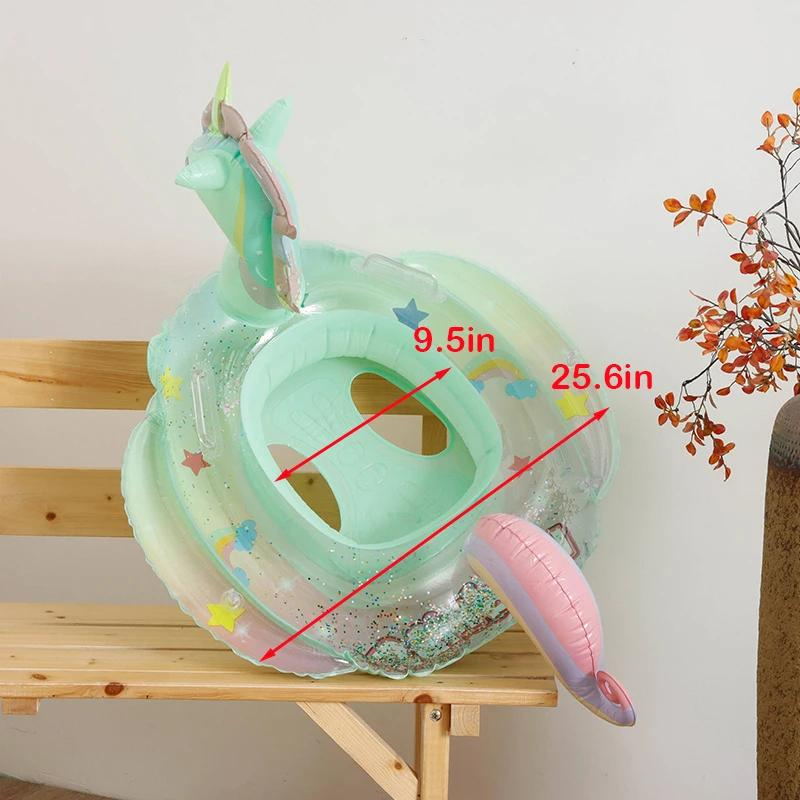 Aufblasbarer Schwimmring mit glitzerndem Einhorn – stabile Doppelgriffe – langlebiges, umweltfreundliches PVC – Wanduhr