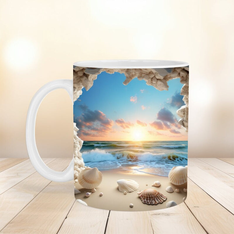 Sandsberg | 3D Ozean Strand Durchbruch Thema Kaffeebecher