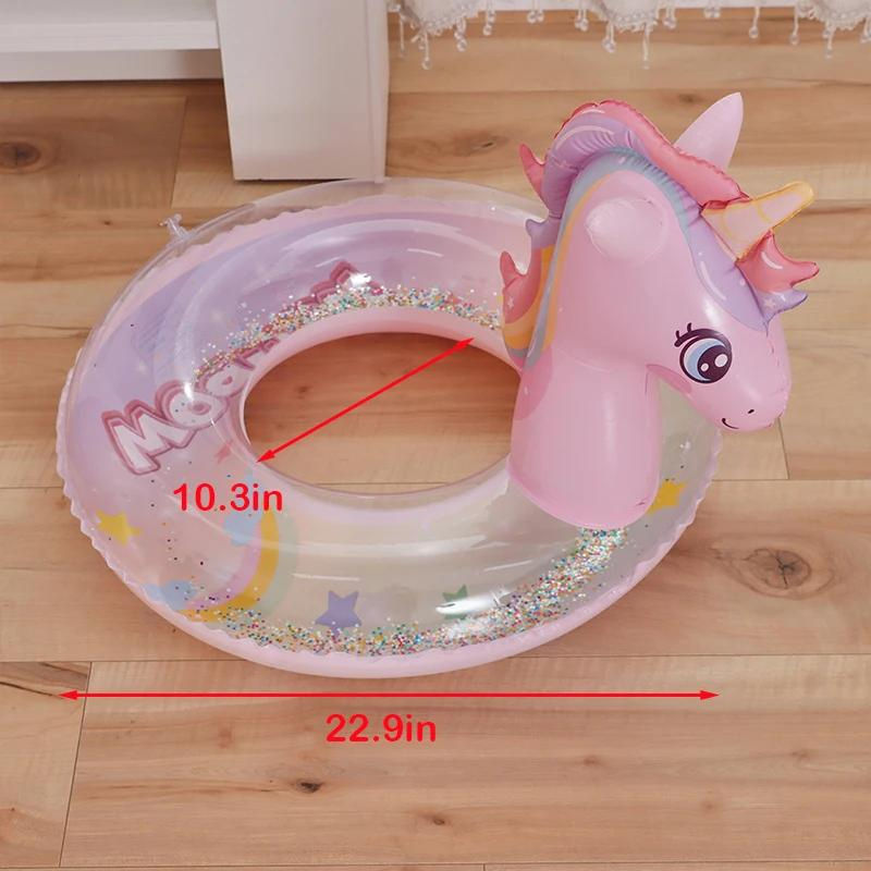 Aufblasbarer Schwimmring mit glitzerndem Einhorn – stabile Doppelgriffe – langlebiges, umweltfreundliches PVC – Wanduhr