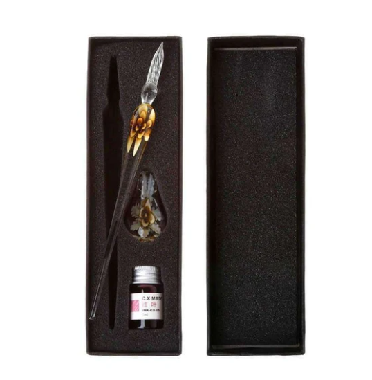 Glas Kalligraphie Stift Set mit Tinte und Stifthalter