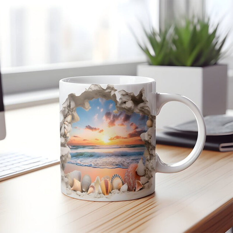Sandsberg | 3D Ozean Strand Durchbruch Thema Kaffeebecher