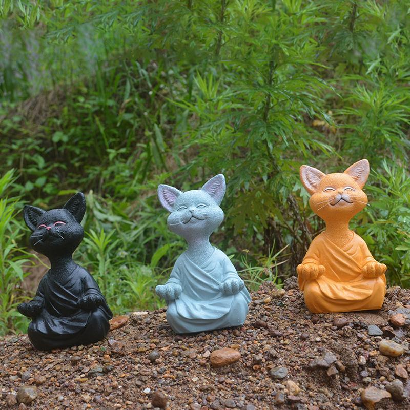 Buddha-Katzenstatue | Entspannen Sie sich und meditieren Sie gemeinsam mit dieser Katzenstatue